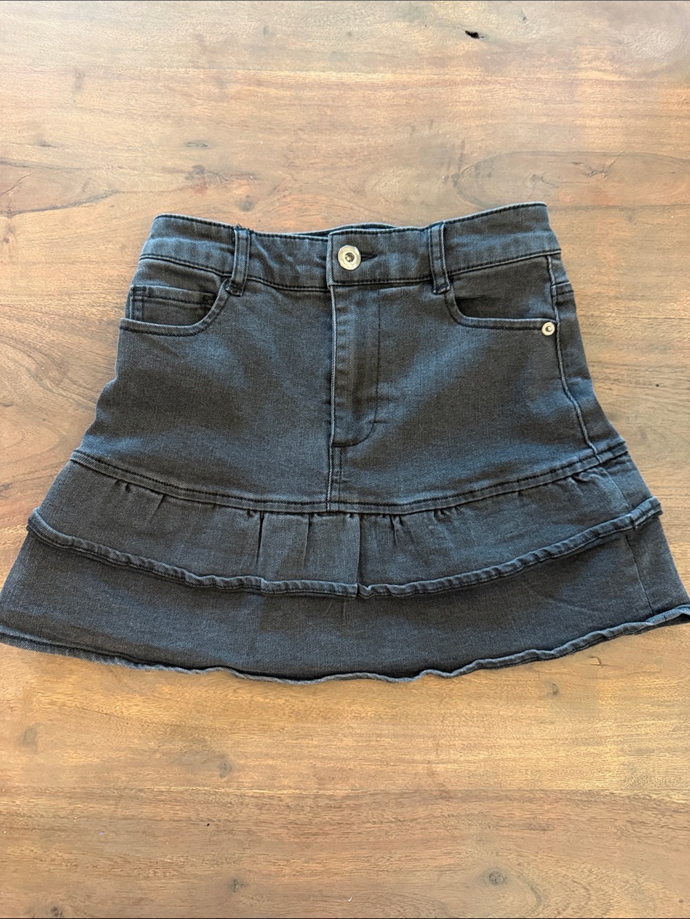 Chelsea & Violet Black Ruffle Denim Skirt